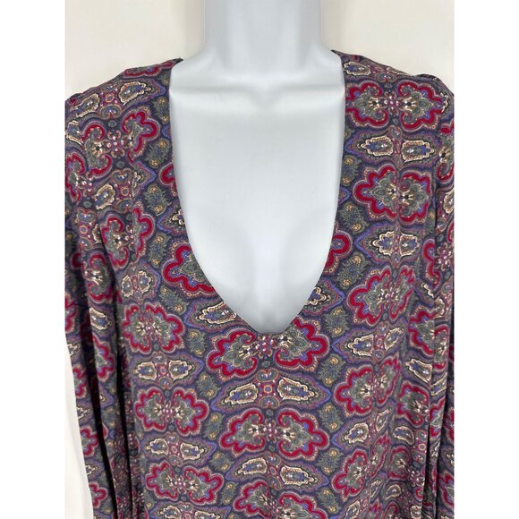 Reformation Womens Long Sleeve V-Neck Tunic Dress With Paisley Print - Picture 3 of 8